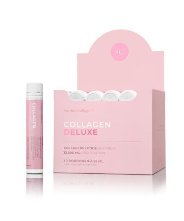 Swedish Collagen - Collagen Deluxe Shots 30x25ml liquid collagen supplement |12 500 mg marine collages with hyaluronic acid vitamins & minerals for hair skin and nails (30)
