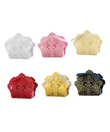 ABOOFAN 50pcs Boxes Hollow Bakery Treat Boxes Favour Boxes Wedding Favours Boxes Wedding Bags Chocolate Candy Holder Gift Boxes Wedding Favor Bags Wedding Box White Bride