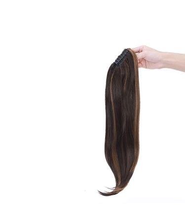 Curly Clip-In Ponytail Extensions - 55cm Wavy Synthetic Hair for Women - Dark Brown & Sandy Blonde - Buy Online on GoSupps.com