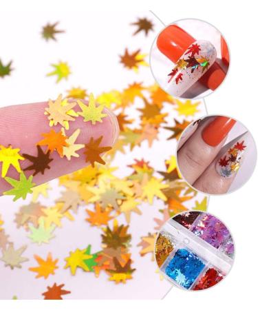 FRCOLOR 2 Boxes Maple Leaf Nail Art Glitter Sequins Colored DIY Manicure Decals Stickers for Nail Art Design Makeup Decoration - Buy Online on GoSupps.com