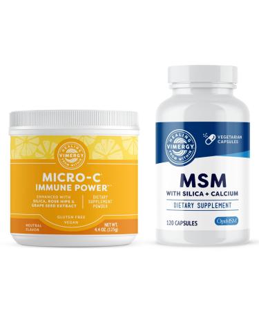 Vimergy Skin Potion Kit Micro-C Immune Power(TM) (125g) and MSM (120 Capsules) Skin Hair & Nail Support + Collagen + Immunity Vegan Paleo Gluten-Free Kosher Pure Potent Daily Supplements