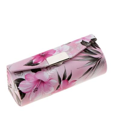 SGerste Leather lipstick case with mirror traditional Chinese floral pattern for makeup jewelry lip balm light pink as described pink Rose