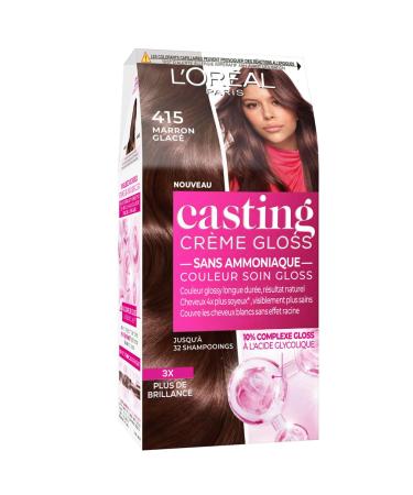 L'Or al Paris - Semi-Permanent Tone-on-Tone Hair Color - Ultra Glossy & Natural Color - Ammonia Free - Casting Cr me Gloss - Shade: Icy Brown (415)