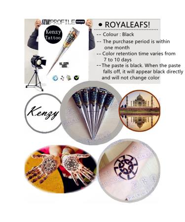 Kenzy Temporary Tattoo India Painting Paste Cone Set with Stencils and Nozzles - Black/Red Brown Body Art Drawing Kit - Buy Online on GoSupps.com