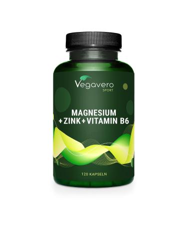 ZMA Vegavero | No Additives & Vegan | With Zinc + Natural Magnesium + Vitamin B6 | Superior Quality: With Aquamin Mg | Zinc Aspartate | Bodybuilding & Sleep | 120 Capsules