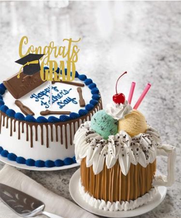 GotGala Gold Glitter Grad Cake Topper Double sided Glitter Congrats Graduation Topper for Graduation/Grad Party Decorations - Buy Online on GoSupps.com
