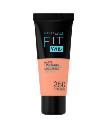 Maybelline Fit Me Matte & Poreless Foundation 250 Sun Beige 30ml 250 Sun Beige 30 ml (Pack of 1)