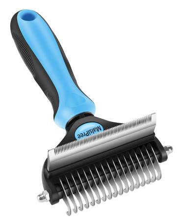 Malsipree dog brush & cat brush for long-haired /short hair 2 in 1 Unterwolle Bush for pet-fur care and depilation prevention of knots and matted hair Small blue