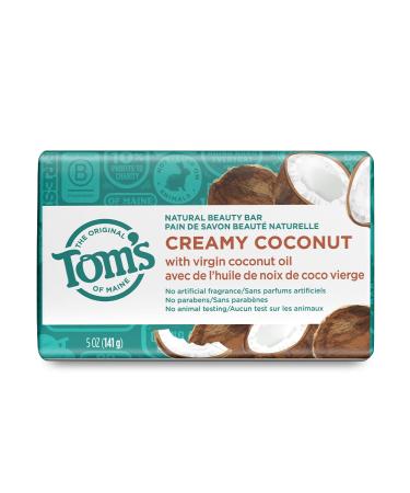 Tom's of Maine Natural Beauty Bar Soap Creamy Coconut With Virgin Coconut Oil 5 oz. 5 Ounce (Pack of 1)