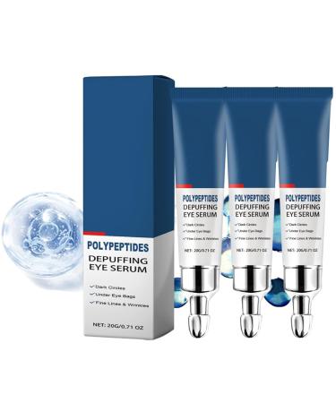 FLLUOUZH 3 Pcs Peptide Depuffing Eye Serum Polypeptides Depuffing Eye Cream Awaken Peptide Depuffing Eye Gel Moisturize Eye Essence for Dark Circles Under Eye Bags