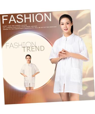 IWOWHERO Hairdresser Uniform Salon Gowns for Women Haircut Smock Stylists Salon Smocks Women s Overalls Haircutting Apron Hair Color Shampoo Salon Barber Cape Work Jacket Robe Zipper White 83X63cm - Buy Online on GoSupps.com