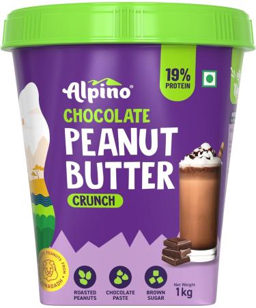 ALPI NO Chocolate Peanut Butter Crunch 1kg - Roasted Peanuts Chocolate Paste Brown Sugar & Sea Salt - 24g Protein Gluten Free Vegan Plant Based Peanut Butter Crunchy