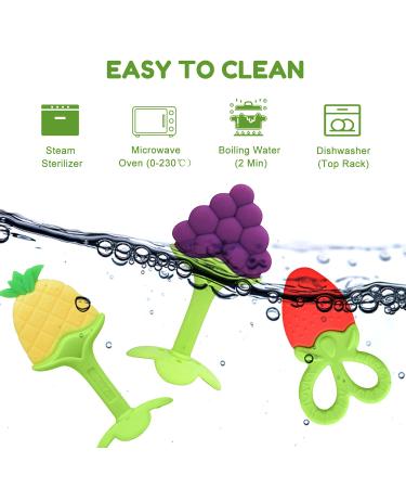 SLGOL Fruit Teething Toys 4 Pack - BPA Free Silicone Teethers for Babies 3 Months+ - Cute Infant Shower Gifts - Buy Online on GoSupps.com