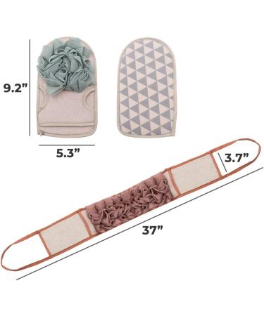 DailyTreasures Exfoliating Bath Set - Back Scrubber and Bath Mitt with Loofah Sponge for Men and Women Shower - Buy Online on GoSupps.com