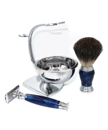 Premium Wet Shave Grooming Kit for Men - Double Edge Safety Razor 10 Blades Shaving Brush & Stainless Steel Soap Bowl | Barbershop Quality Shaving Set - Buy Online on GoSupps.com