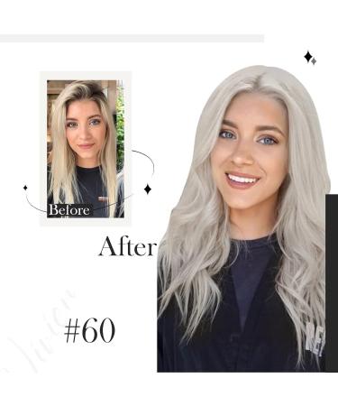 Vivien Clip-In Real Hair Extensions - Platinum Blonde #60 | 50cm 120g - 20 Inch Remy Hair - 7 Pieces - Buy Online on GoSupps.com