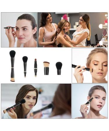 Shop Aoowu 4-in-1 Double-Sided Makeup Brush Set - Portable Removable Cosmetic Brushes for Concealer Eyeshadow Rouge & Foundation (Black) | International Shipping Available - Buy Online on GoSupps.com