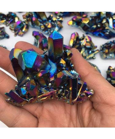Natural Quartz Crystal Rainbow Titanium Cluster Point Rare Reiki Stone Craft Specimen Decoration Mineral for Healing - Buy Online on GoSupps.com