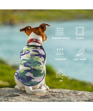 Shop TVmall 3-Piece Dog T-Shirts | 100% Cotton Camo Sports Shirts | Breathable Summer Pet Clothing for Puppies & Small Dogs | Available in Green Blue Red (XXL) - Buy Online on GoSupps.com