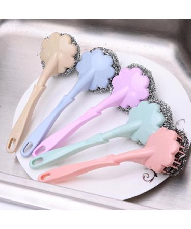 kesurpae ABS Steel Wire Cleaning Brush Portable Long Handle Washable Reusable Household Kitchen Cooking Bench Plate Brushes Purple - Buy Online on GoSupps.com