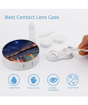 New York Brooklyn Bridge Moon Round Case For Contact Lens Kit Storage Box with Mirror Printed - Buy Online on GoSupps.com
