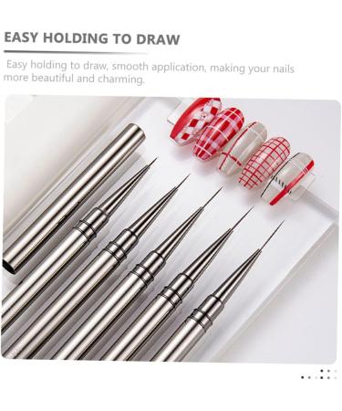 Housoutil Nail Art Drawing Pen Nail Drawing Pens Thin Nail Art Brush Gel Nail Polishes Nail Art Liner Pens Nail Art Supplies Barniz De Gel Para U as Nail Art Pen Design Pen Metal Manicure 18x1cm As Shown 2 - Buy Online on GoSupps.com