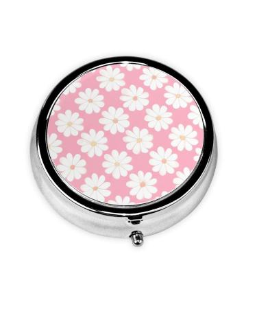 Camellia Patternround Pill Box 3 Compartment Round Pill Box Organizer * Portable Travel Pill Box for Traveling.