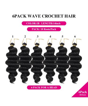 Ocean Wave Crochet Hair 14 Inch 6 Packs - Deep Wave Crochet Braids for Black Women - Synthetic Braiding Hair Extensions (1B) - Buy Online on GoSupps.com