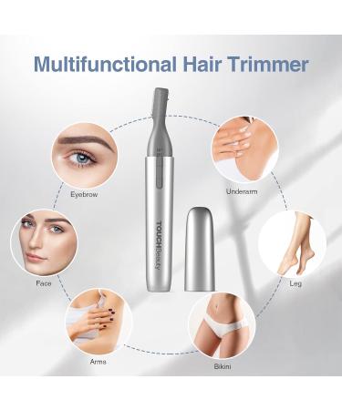 TOUCHBeauty Precision Electric Eyebrow Trimmer for Women and Men - Painless Hair Removal Razor with Comb - Silver - Buy Online on GoSupps.com