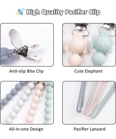 BPA Free 2PCS Silicone Pacifier Clips for Girls | Baby Shower Gift | Green & Pink - Buy Online on GoSupps.com