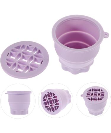 KOMBIUDA Makeup Brush Cleaning Bowl Retractable Silicone Scrub Cup Drying Rack Purple Multifunction Cleaner Silica Gel Makeup Brush Cleaner 9.2X9.2X8.6CM Purple - Buy Online on GoSupps.com
