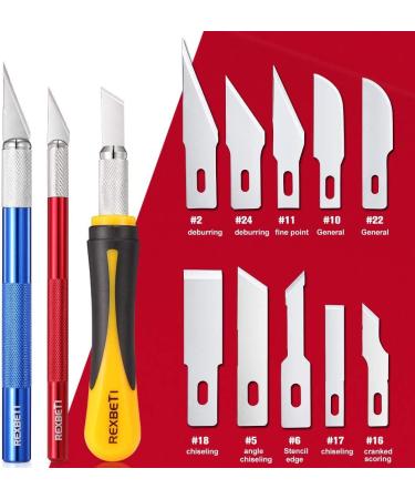Rexbeti 16 Piece Precision Hobby Craft Knife Set with 10 Refill SK5 Blades - Ideal for Halloween Pumpkin Carving, Art Modeling, Scrapbooking and Sculpture - Buy Online on GoSupps.com