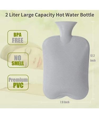 Hot Water Bottle 2 Liter with Cover Fleece  Transparent Hot Water Bag PVC for Pain Relief  Large Capacity  Odorless  BPA Free  Premium Materials  Suit Neck Shoulder Pain  Feet Warmer  Menstrual Cramps Polyvinyl Chloride Gr - Buy Online on GoSupps.com