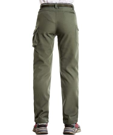 JOMLUN Boys Fleece Lined Hiking Pants - Waterproof & Windproof Kids Cargo Insulated Pant - Winter Green 14-16 Years - Buy Online on GoSupps.com