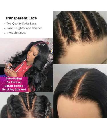 Maxine Hair 16 Inch Body Wave 5x5 Transparent Lace Closure Virgin Brazilian Human Hair Swiss Lace Closure with Baby Hair - Natural Color, 16 Inch HD Wig - Buy Online on GoSupps.com