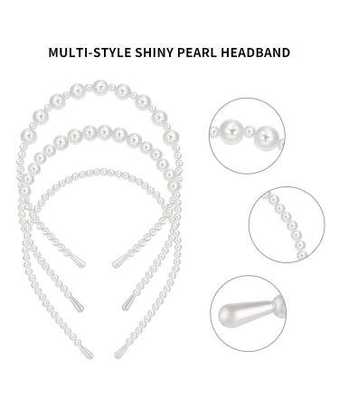 Lusofie 3Pcs White Faux Pearl Headbands for Women - Bridal Hair Hoop Set - Buy Online on GoSupps.com