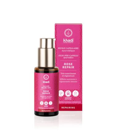 Khadi Rose Repair Hair Oil | Vegan Ayurvedic Treatment for Dry Damaged Hair | 50ml - Buy Online on GoSupps.com