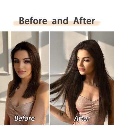Dark Brown Clip in Hair Extensions 22 Straight Synthetic Hair Piece for Women - 5PCS Set - Buy Online on GoSupps.com