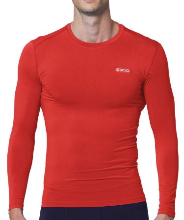 EXIO Mens Compression Baselayer Top Cool Dry Long & Short Sleeve Workout Shirt Medium Tall Exr01-rd