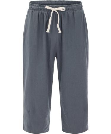 CEWIFO Men's Jogging Pants - Comfortable Casual Linen & Cotton Shorts | Summer Wear | Size XL Dark Gray - Buy Online on GoSupps.com