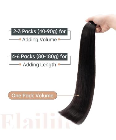 Buy Elailite Real Hair Extensions Tape-In #1B Natural Black - 20 Pieces Invisible Glue 30cm 30g - Buy Online on GoSupps.com
