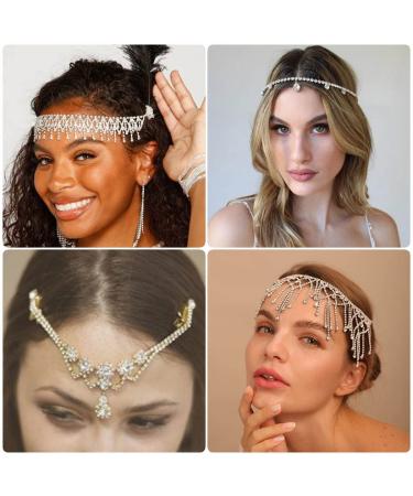 Rhinestone Vintage Bride Headpiece - Silver Boho Wedding Head Chain for Women - Bridal Hair Jewelry for Party and Festival - Buy Online on GoSupps.com