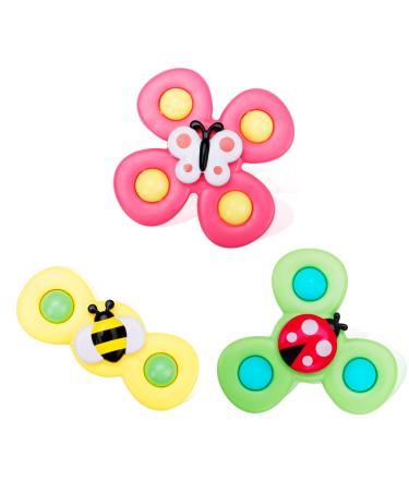 Suction Toys for Baby, 3PC Baby Bath Toys with Rotation Suction Cup for Baby Dining Table/Bathing/Travelling