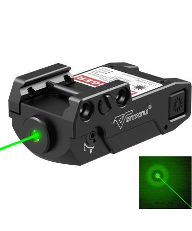 VOTATU H3L-GC Green Pistol Laser Sight, Circle Dot Laser Pattern Aluminum Ultra Low Profile Green Laser Sight Strobe Mode Magnetic USB Rechargeable