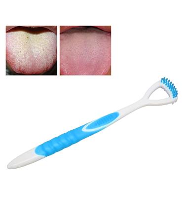 Ergonomic Tongue Scraper & Brush for Fresh Breath | Best Mouth Care Tool to Remove Plaque (Blue) - Buy Online on GoSupps.com
