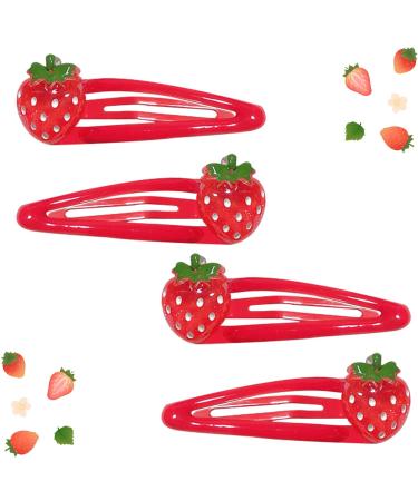 Miaija 4 Pieces Strawberry Hair Clips Cute Fruit Hairpin Sweet Bangs Hair Barrettes Red Strawberry Hair Accessories for Kids Girls Women