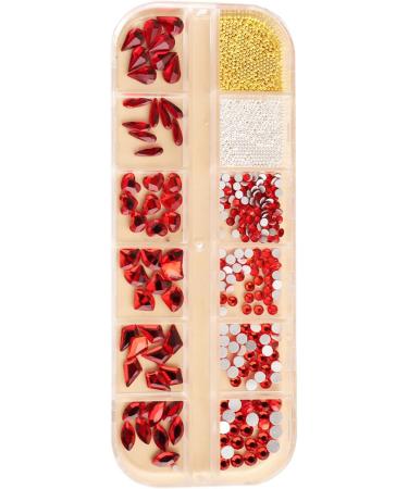 FEIlei 12 Grids Box Set Flat Back Rhinestones and Small Round Diamond Combination for DIY Nail Art Accessories Crystals - Buy Online on GoSupps.com