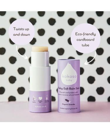 Kokoso Baby Organic Lavender Soft Balm Stick - 13g | Soothes Dry Hands, Lips, Cheeks, Dribble Rash | 100% Natural Ingredients - Buy Online on GoSupps.com