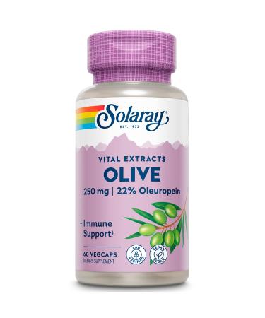 SOLARAY Olive 250mg - Olive Leaf Extract Capsules with 22% Oleuropein Plus Lemon Balm - Polyphenols Supplement for Wellness Support - Vegan 60-Day Guarantee Lab Verified - 120 Servings 60 VegCaps 60 Count (Pack of 1)
