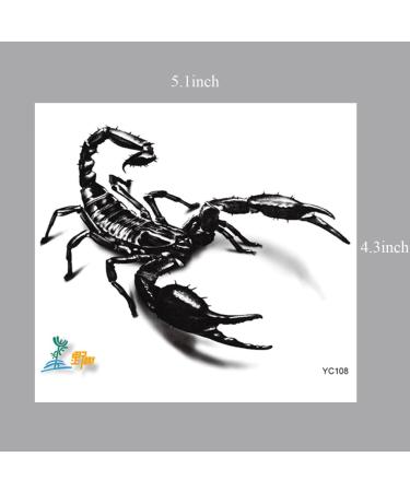 Yeeech 3D Scorpion Temporary Tattoos Sticker Black - Set of 2 Sheets for Men - Buy Online on GoSupps.com